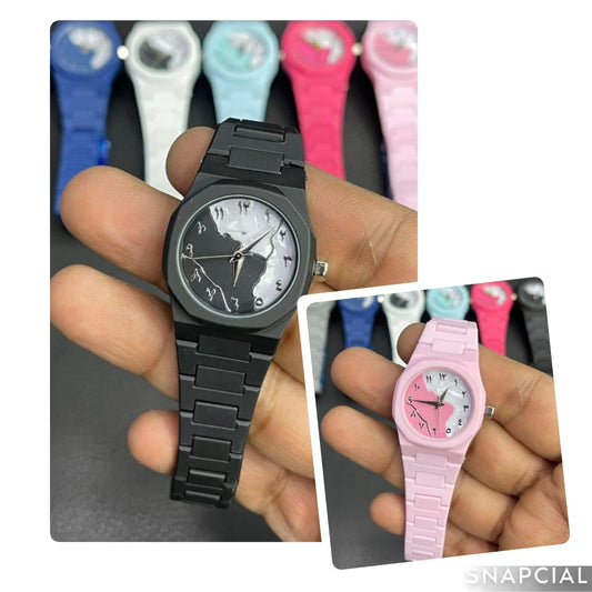 Aura Couple Watch Set – Black & Pink Elegant Stylish Design